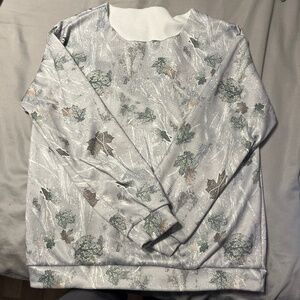 Off the shoulder camouflage sweater